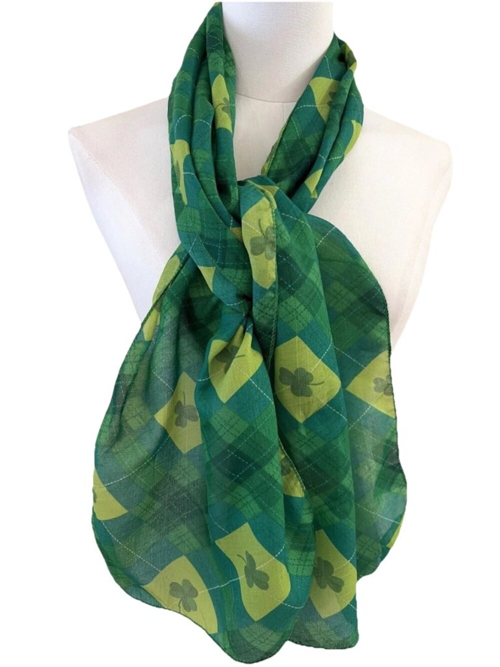 Women’s Shamrock Scarf 11X60” Green Irish St Patrick's Day Festival Holiday